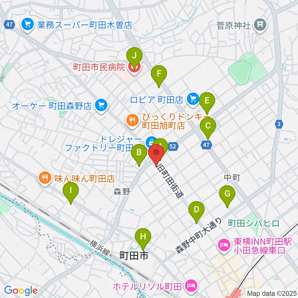 町田SDR周辺のコンビニエンスストア一覧地図