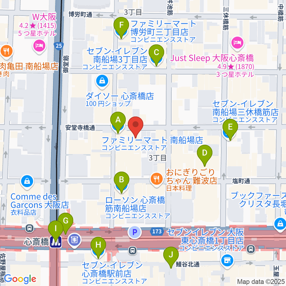 IMIボイストレーニング・ボーカルスクール大阪校周辺のコンビニエンスストア一覧地図