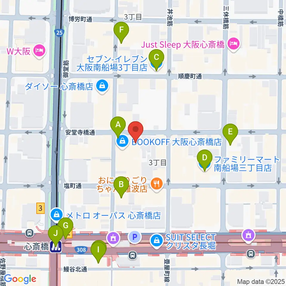 IMIボイストレーニング・ボーカルスクール大阪校周辺のコンビニエンスストア一覧地図