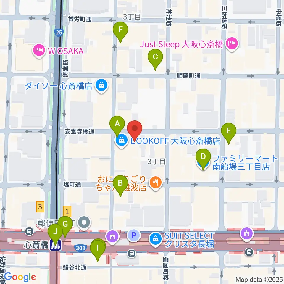 IMIボイストレーニング・ボーカルスクール大阪校周辺のコンビニエンスストア一覧地図
