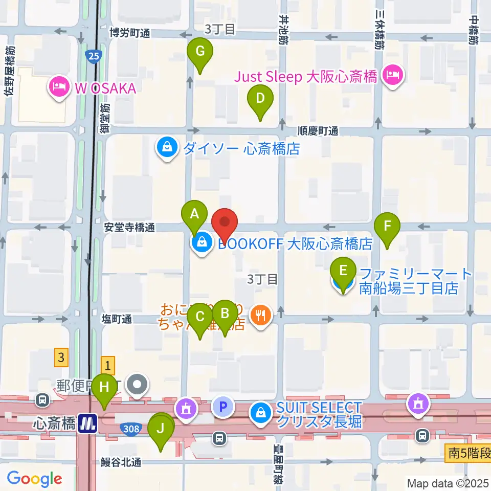 IMIボイストレーニング・ボーカルスクール大阪校周辺のコンビニエンスストア一覧地図