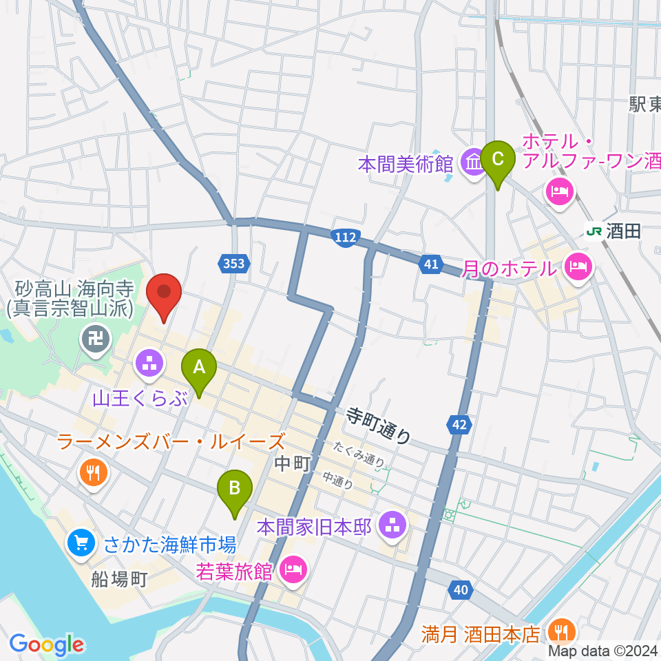 酒田市港座周辺のコンビニエンスストア一覧地図