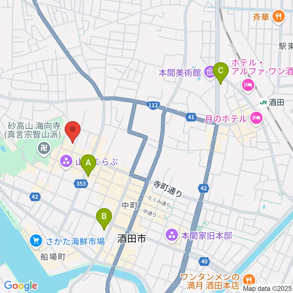 酒田市港座周辺のコンビニエンスストア一覧地図