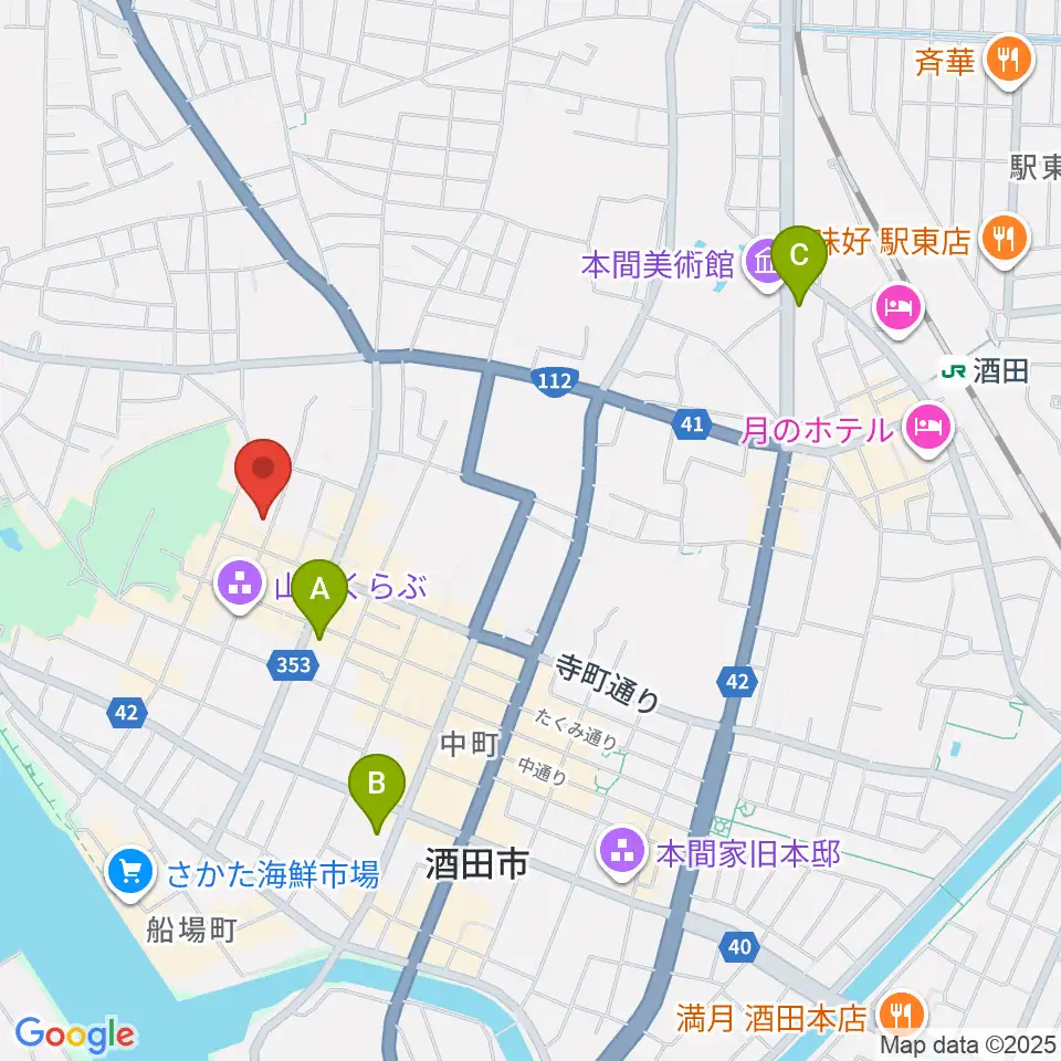 酒田市港座周辺のコンビニエンスストア一覧地図