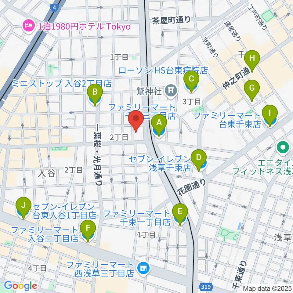 入谷FOUR AND MORE周辺のコンビニエンスストア一覧地図