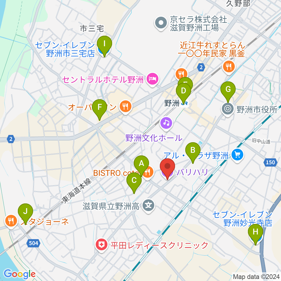 滋賀バリハリ周辺のコンビニエンスストア一覧地図