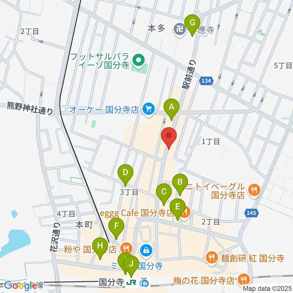 国分寺Morgana周辺のコンビニエンスストア一覧地図