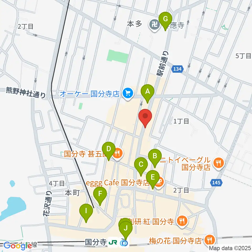 国分寺Morgana周辺のコンビニエンスストア一覧地図