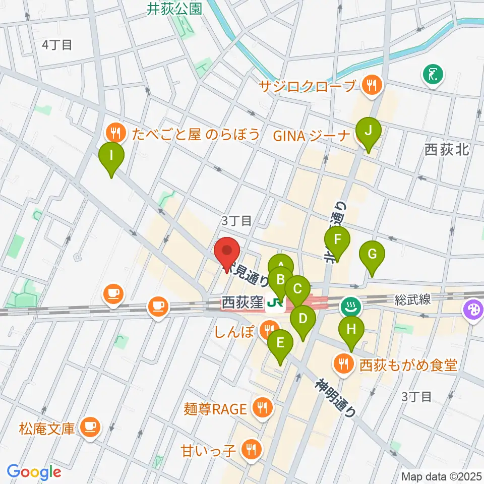 西荻ヘブンズドア周辺のコンビニエンスストア一覧地図