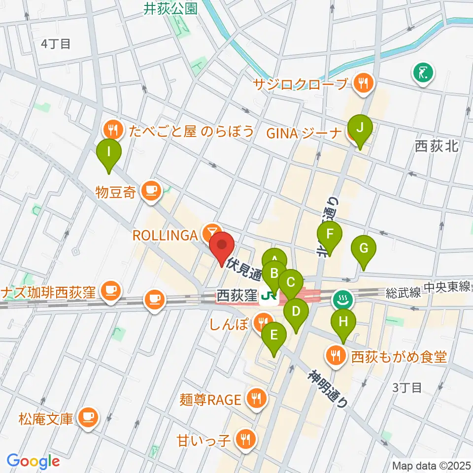 西荻ヘブンズドア周辺のコンビニエンスストア一覧地図