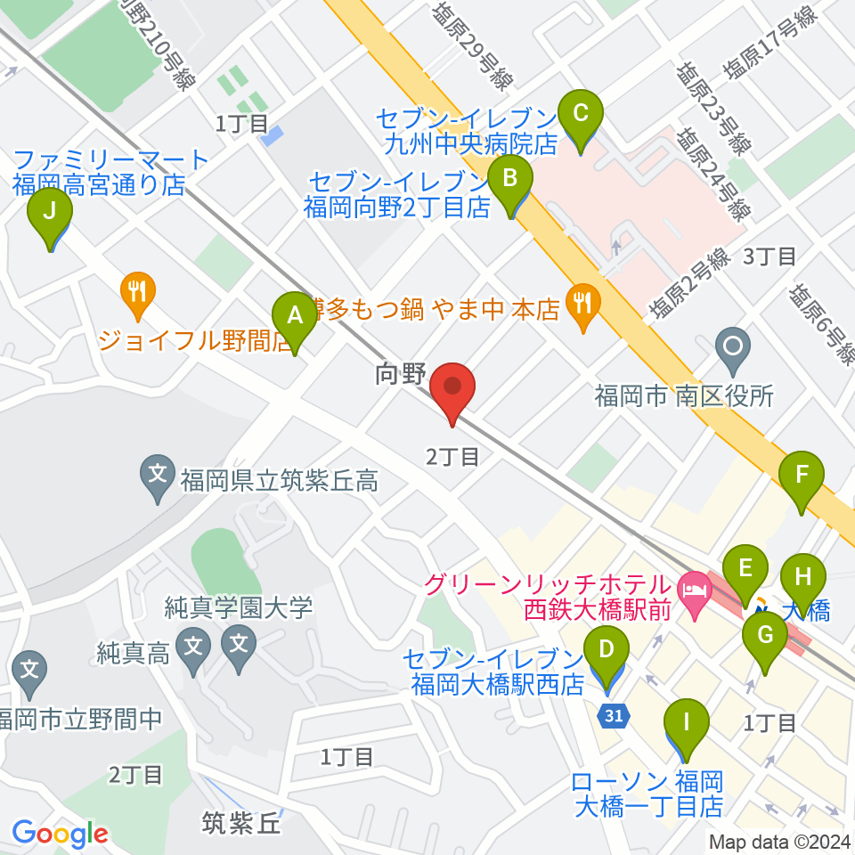 ミュージックスタジオ・バンブー周辺のコンビニエンスストア一覧地図