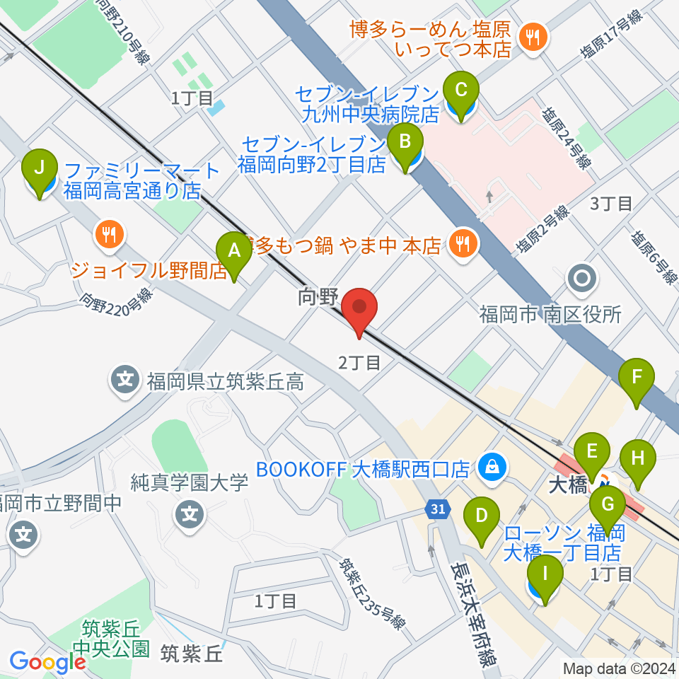 ミュージックスタジオ・バンブー周辺のコンビニエンスストア一覧地図