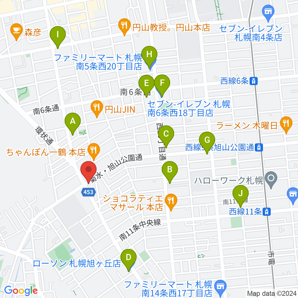 エレキ堂周辺のコンビニエンスストア一覧地図