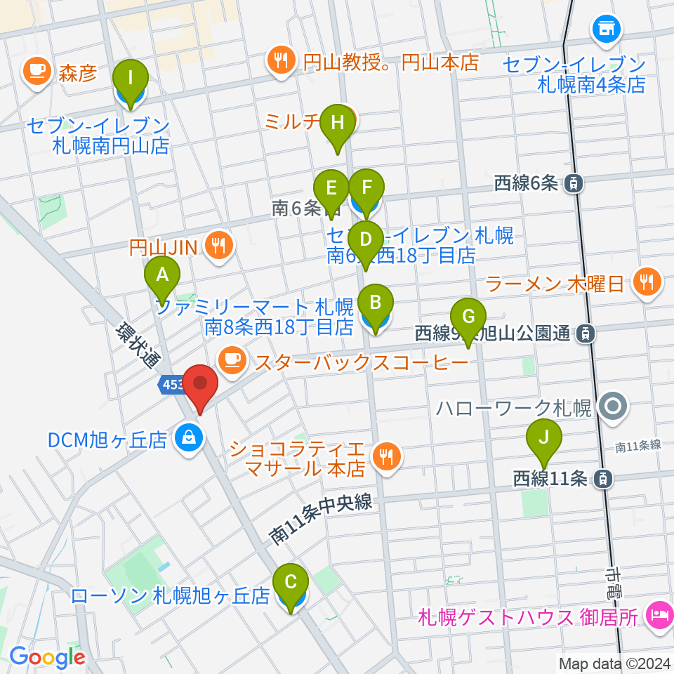 エレキ堂周辺のコンビニエンスストア一覧地図