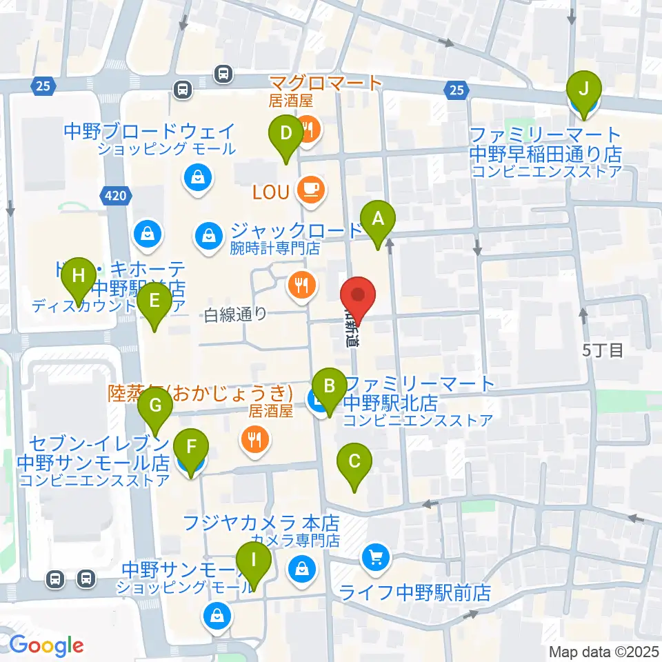 中野SweetRain周辺のコンビニエンスストア一覧地図
