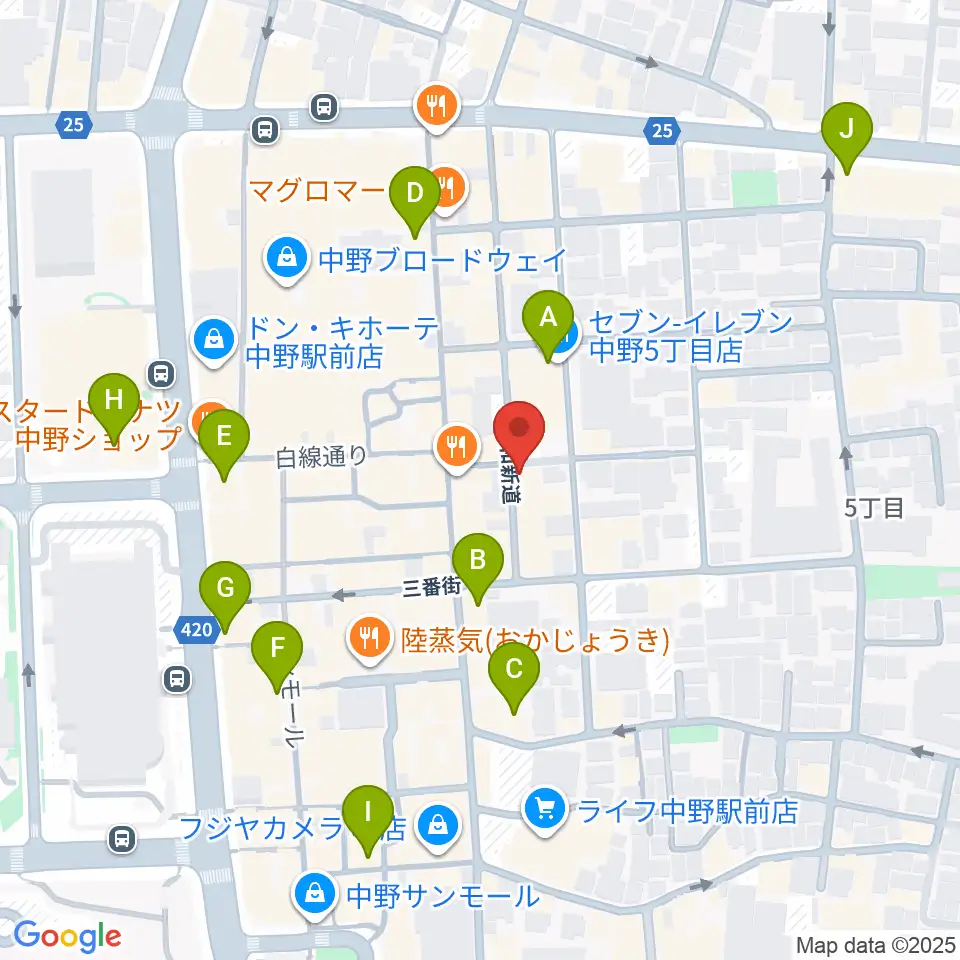 中野SweetRain周辺のコンビニエンスストア一覧地図