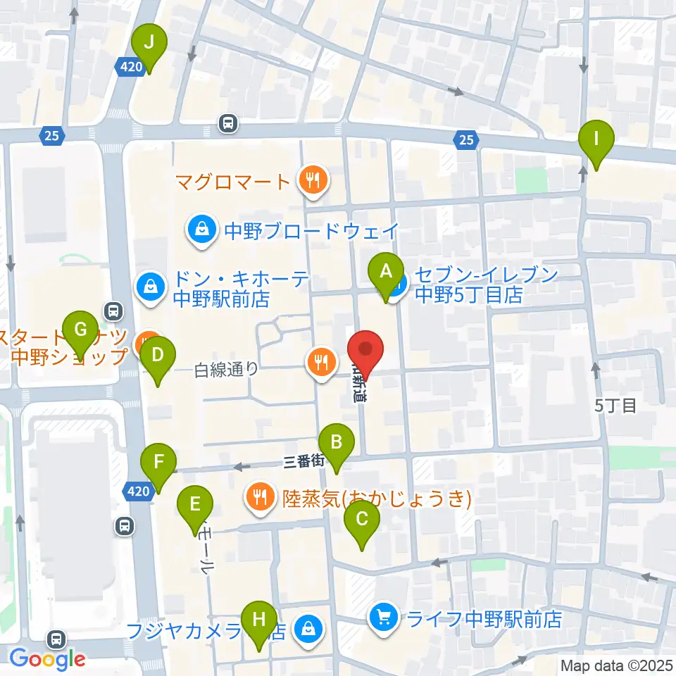中野SweetRain周辺のコンビニエンスストア一覧地図