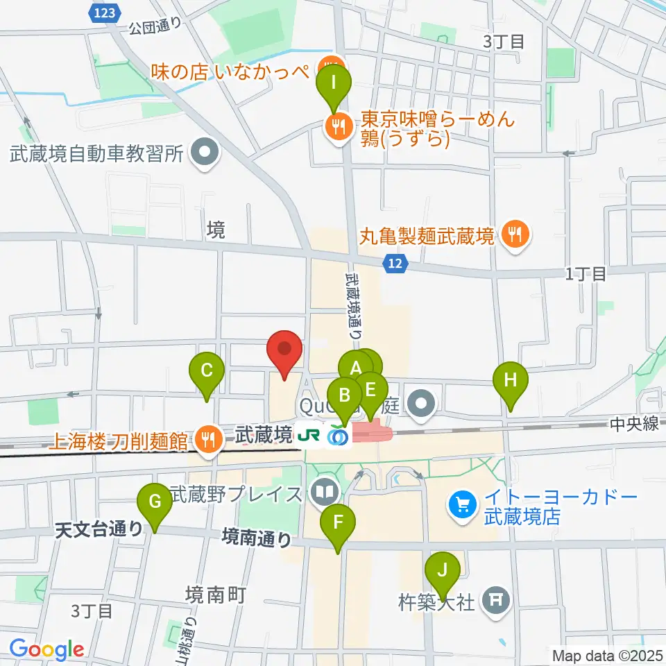 武蔵野スイングホール周辺のコンビニエンスストア一覧地図