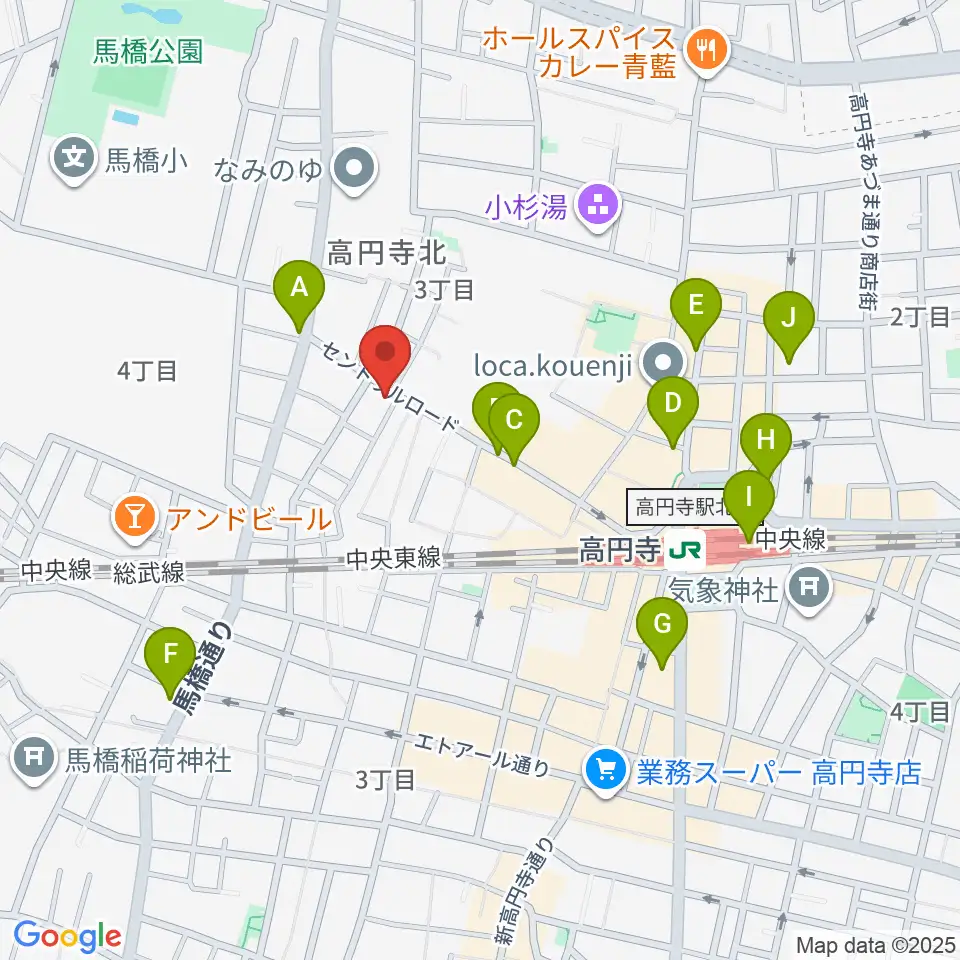 高円寺コクテイル書房周辺のコンビニエンスストア一覧地図