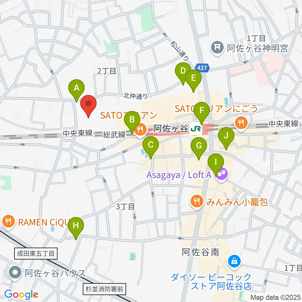 名曲喫茶ヴィオロン周辺のコンビニエンスストア一覧地図