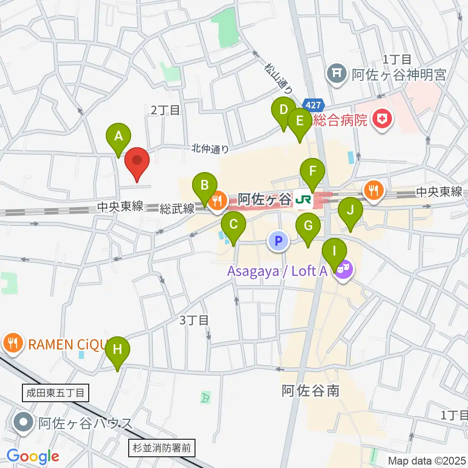 名曲喫茶ヴィオロン周辺のコンビニエンスストア一覧地図
