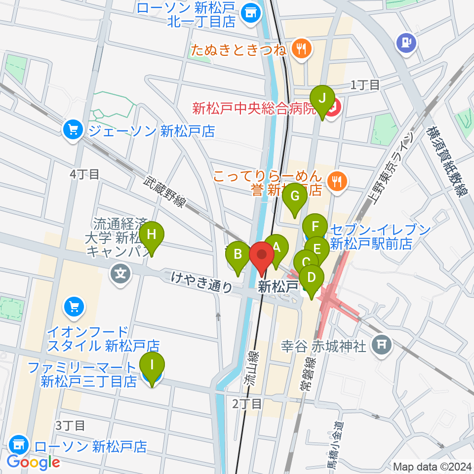 新松戸FIREBIRD周辺のコンビニエンスストア一覧地図