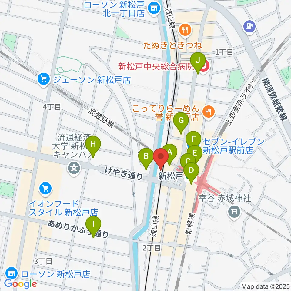 新松戸FIREBIRD周辺のコンビニエンスストア一覧地図
