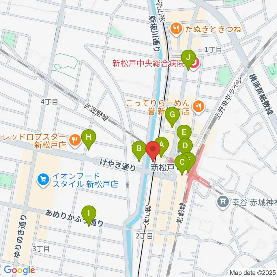 新松戸FIREBIRD周辺のコンビニエンスストア一覧地図