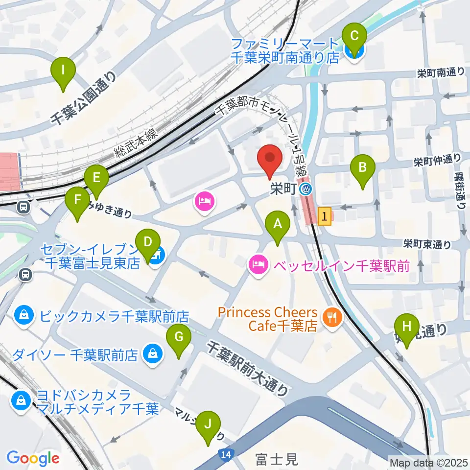 千葉LOOK周辺のコンビニエンスストア一覧地図
