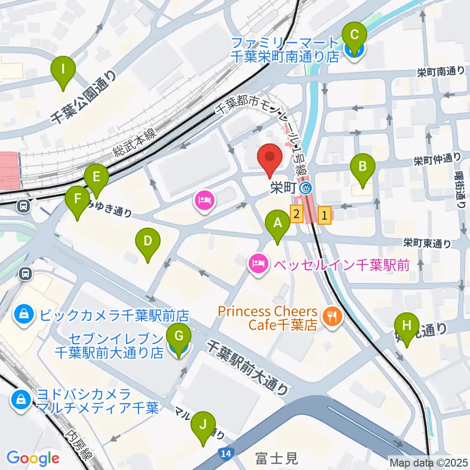 千葉LOOK周辺のコンビニエンスストア一覧地図