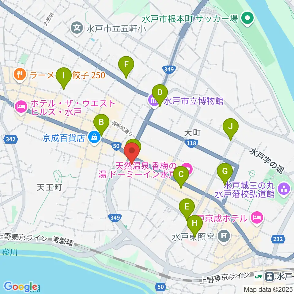 水戸ライトハウス周辺のコンビニエンスストア一覧地図