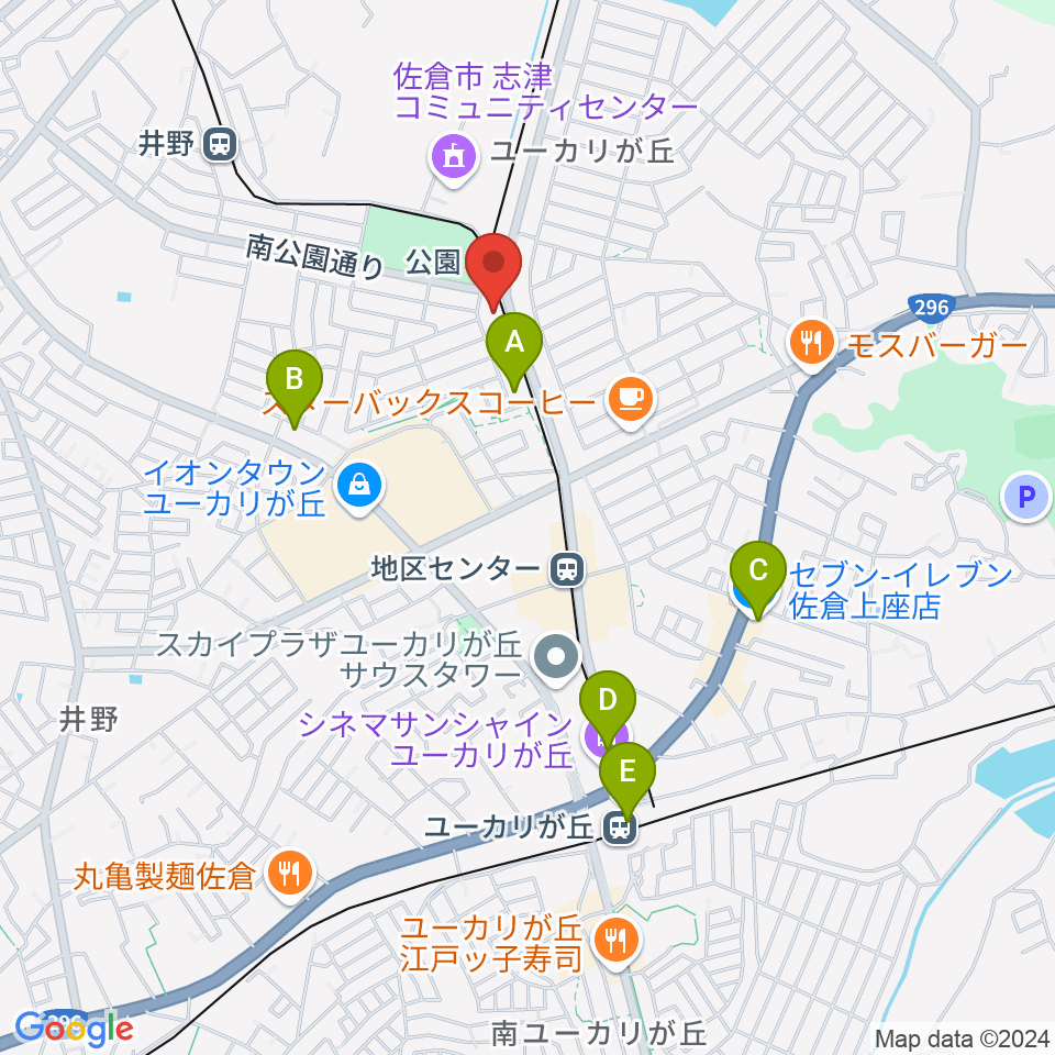 ユーカリが丘ヴァンガード周辺のコンビニエンスストア一覧地図