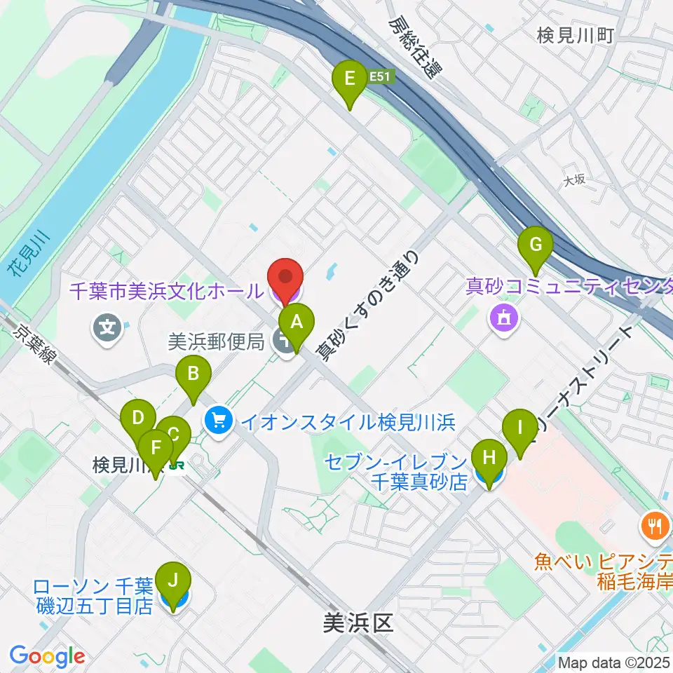 千葉市美浜文化ホール周辺のコンビニエンスストア一覧地図