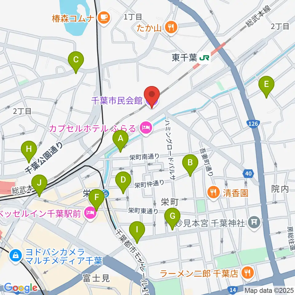 千葉市民会館周辺のコンビニエンスストア一覧地図