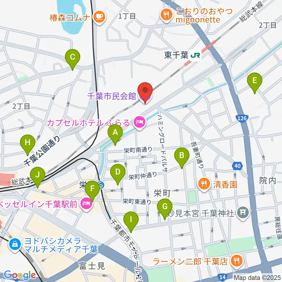 千葉市民会館周辺のコンビニエンスストア一覧地図