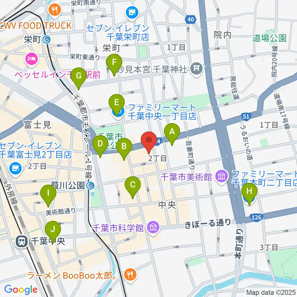 千葉市文化センター周辺のコンビニエンスストア一覧地図