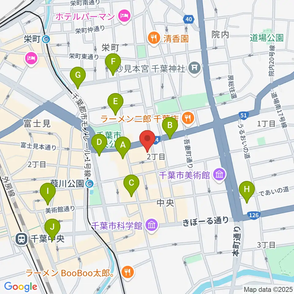 千葉市文化センター周辺のコンビニエンスストア一覧地図