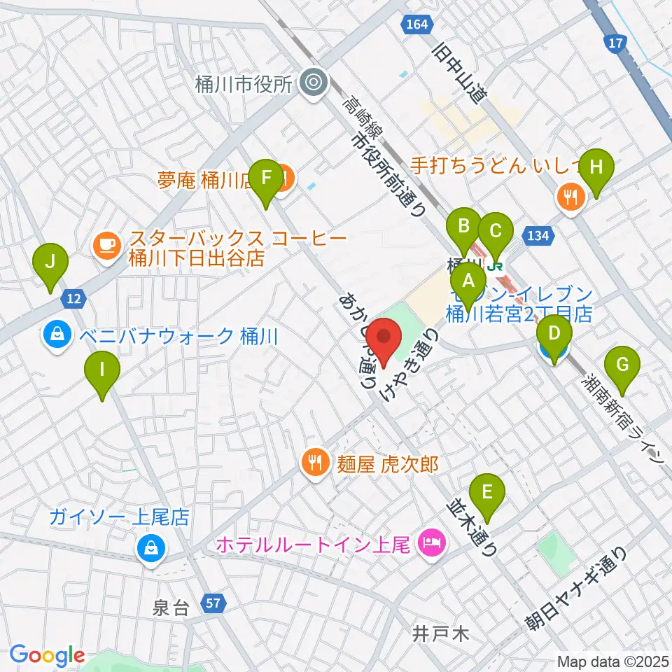 響の森 桶川市民ホール周辺のコンビニエンスストア一覧地図