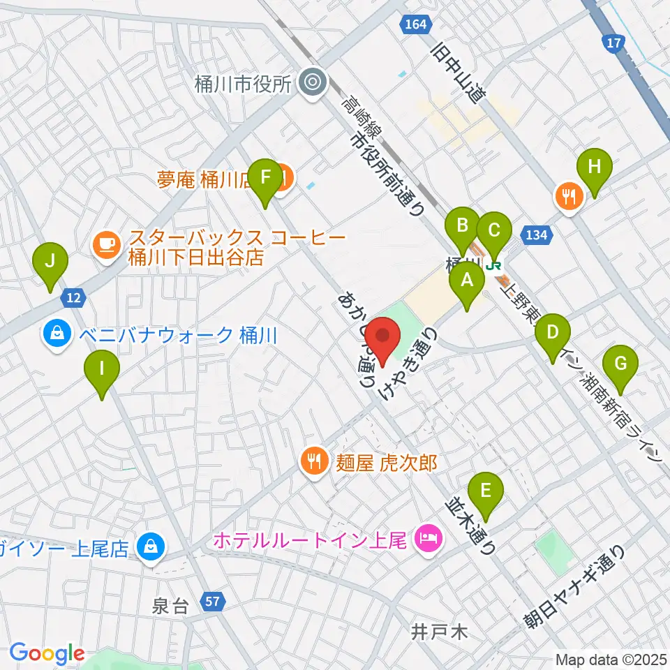 響の森 桶川市民ホール周辺のコンビニエンスストア一覧地図