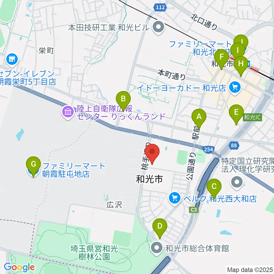 和光市民文化センター サンアゼリア周辺のコンビニエンスストア一覧地図
