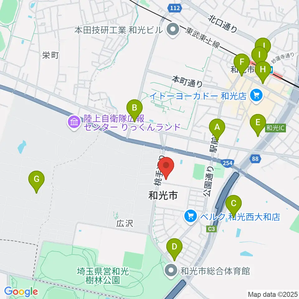 和光市民文化センター サンアゼリア周辺のコンビニエンスストア一覧地図