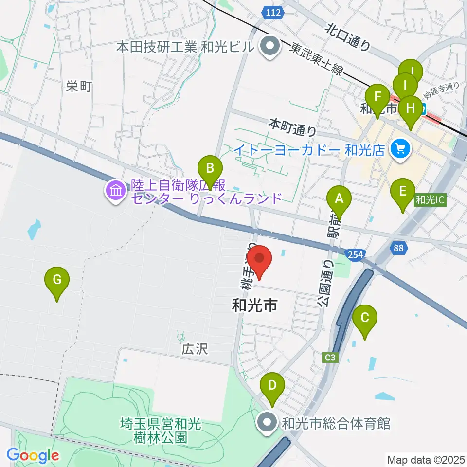 和光市民文化センター サンアゼリア周辺のコンビニエンスストア一覧地図