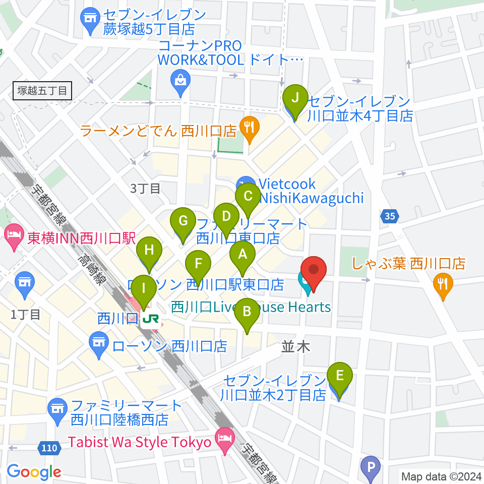 西川口Hearts周辺のコンビニエンスストア一覧地図