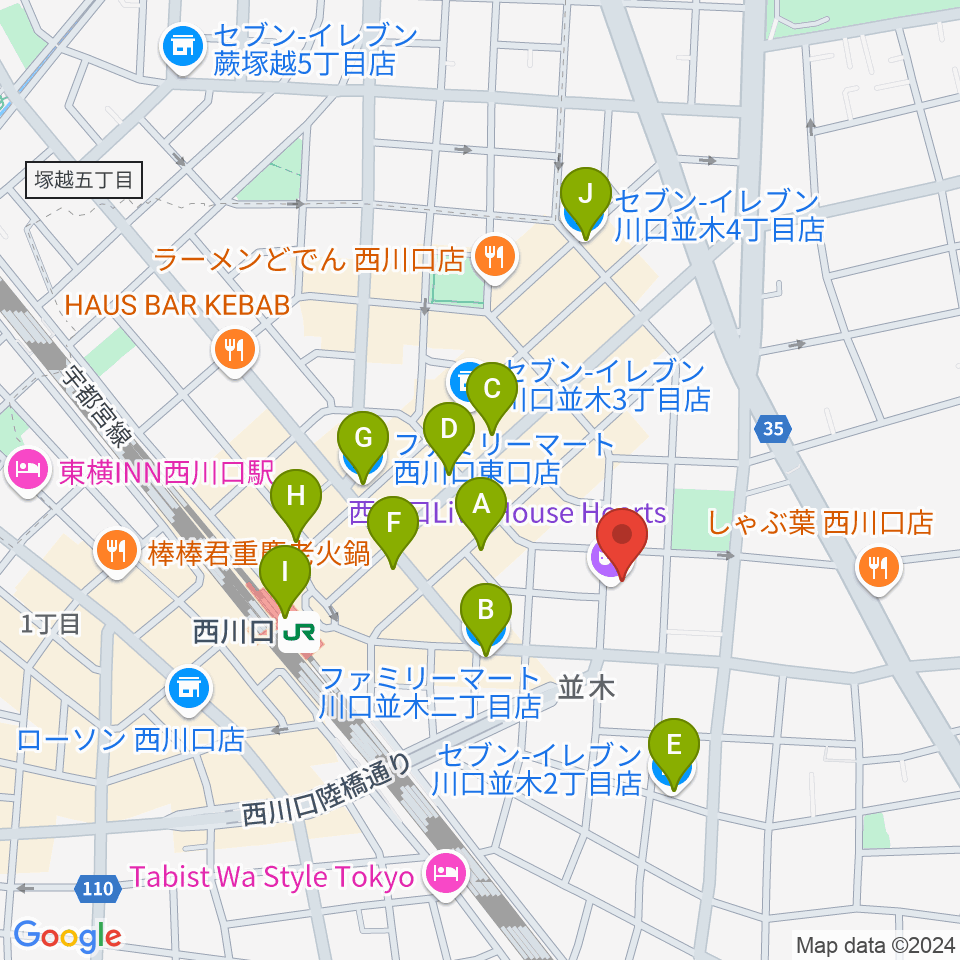 西川口Hearts周辺のコンビニエンスストア一覧地図