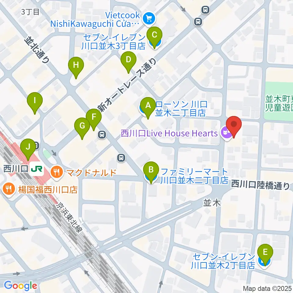 西川口Hearts周辺のコンビニエンスストア一覧地図