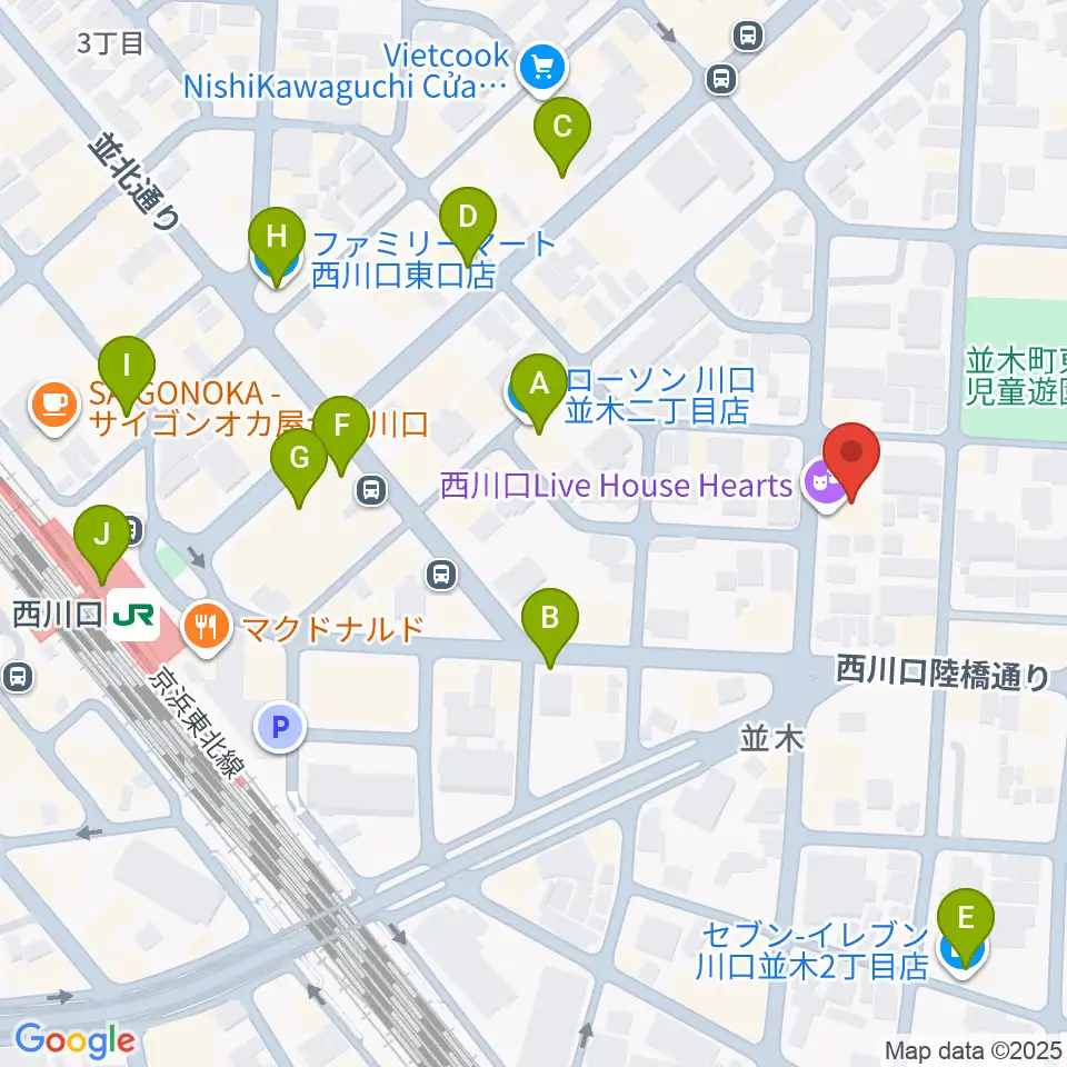西川口Hearts周辺のコンビニエンスストア一覧地図