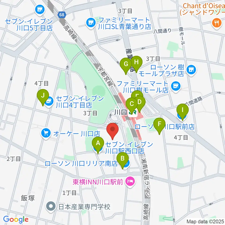 川口総合文化センター・リリア周辺のコンビニエンスストア一覧地図