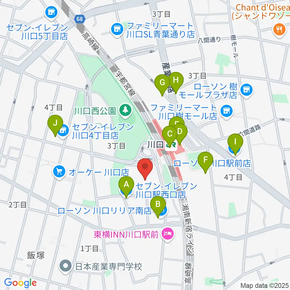 川口総合文化センター・リリア周辺のコンビニエンスストア一覧地図