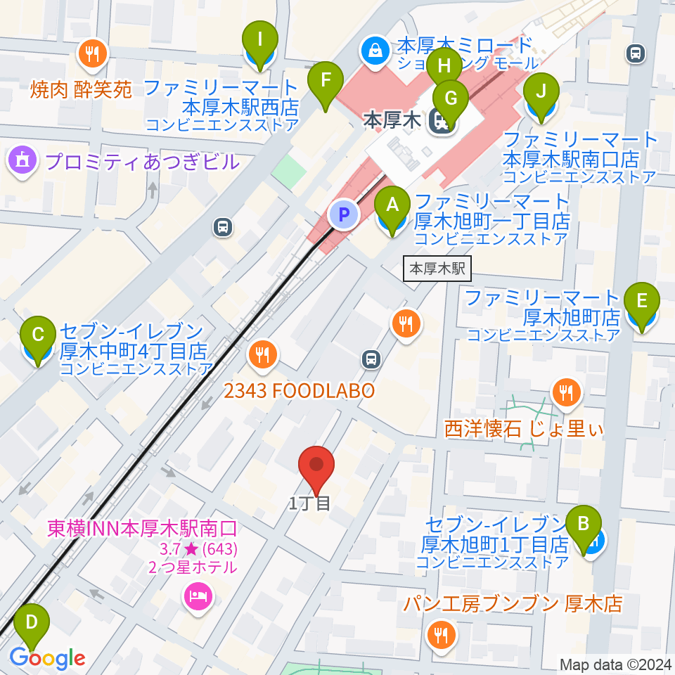 サンダースネイクアツギ周辺のコンビニエンスストア一覧地図