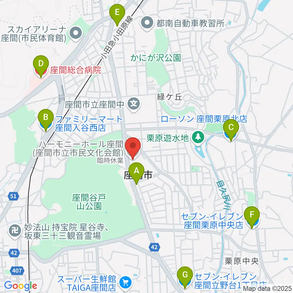 ハーモニーホール座間周辺のコンビニエンスストア一覧地図